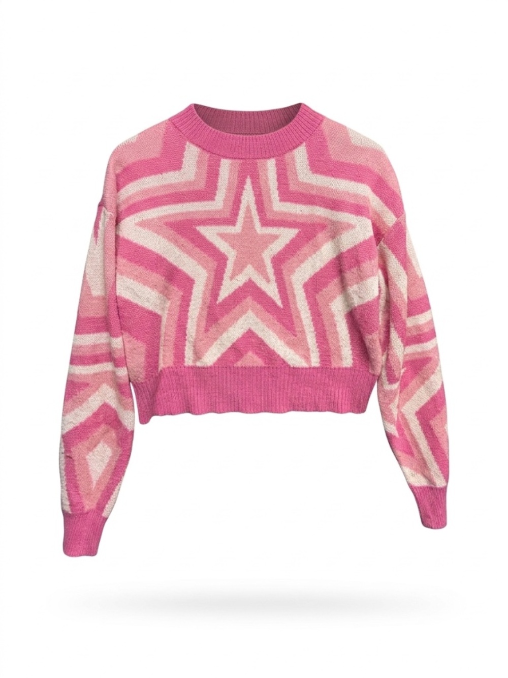 ✨ Pink Star Crop Sweater ✨ Derek Heart L - Picture 1 of 6